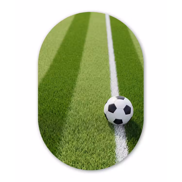 Voetbal - Grasveld - Sport - Groen Wandcirkel Ovaal Forex klein -3d