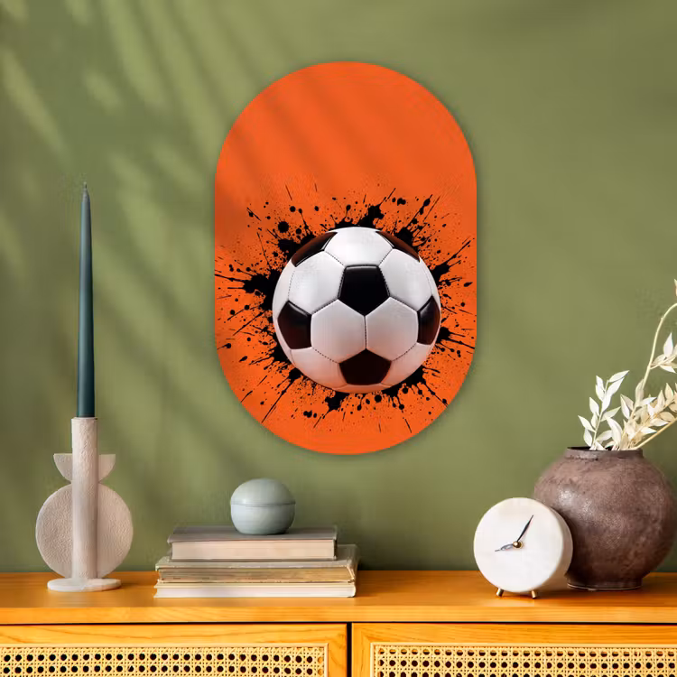 Voetbal - Verf - Sport - Oranje Wandcirkel Ovaal Forex klein -sfeer2