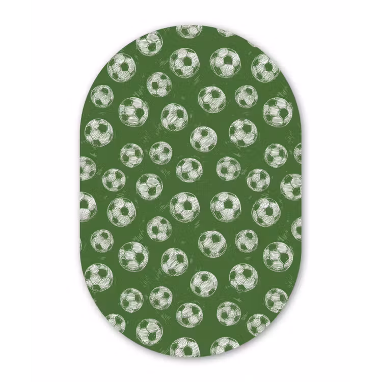 Voetbal - Sport - Groen Wandcirkel Ovaal Forex klein 630 -3d