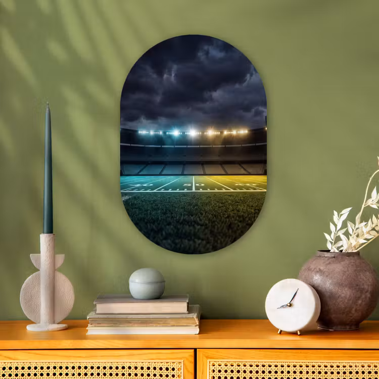 Voetbal - Stadion - Nacht - Modern Wandcirkel Ovaal Forex klein -sfeer2