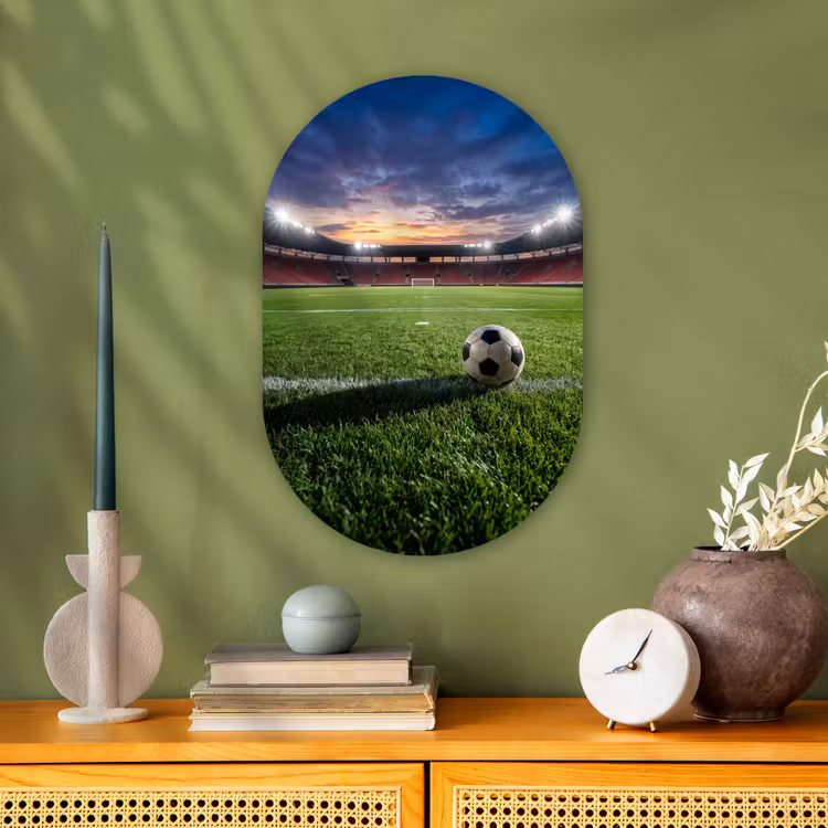 Voetbal - Stadion - Sport - Groen Wandcirkel Ovaal Forex klein -sfeer2