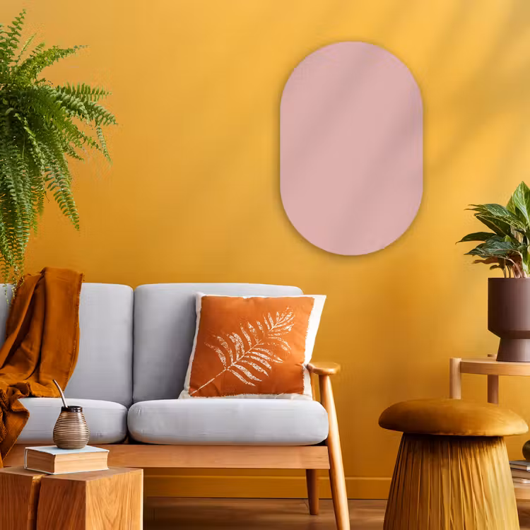 Soft - Blush - Roze Wandcirkel Ovaal Forex klein 630 -sfeer4