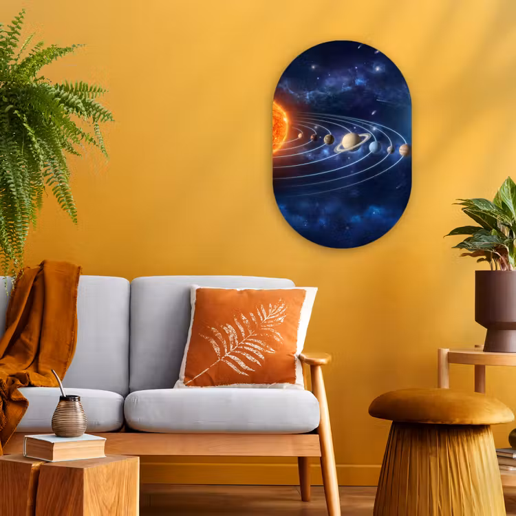 Ruimte - Zonnestelsel - Blauw Wandcirkel Ovaal Forex klein -sfeer4