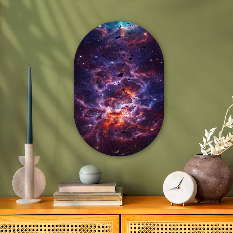 Space - Stars - Abstract - Colorful Wandcirkel Ovaal Forex klein -sfeer2