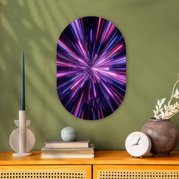 Lichtsnelheid - Ruimte - Roze - Paars Wandcirkel Ovaal Forex klein -sfeer2