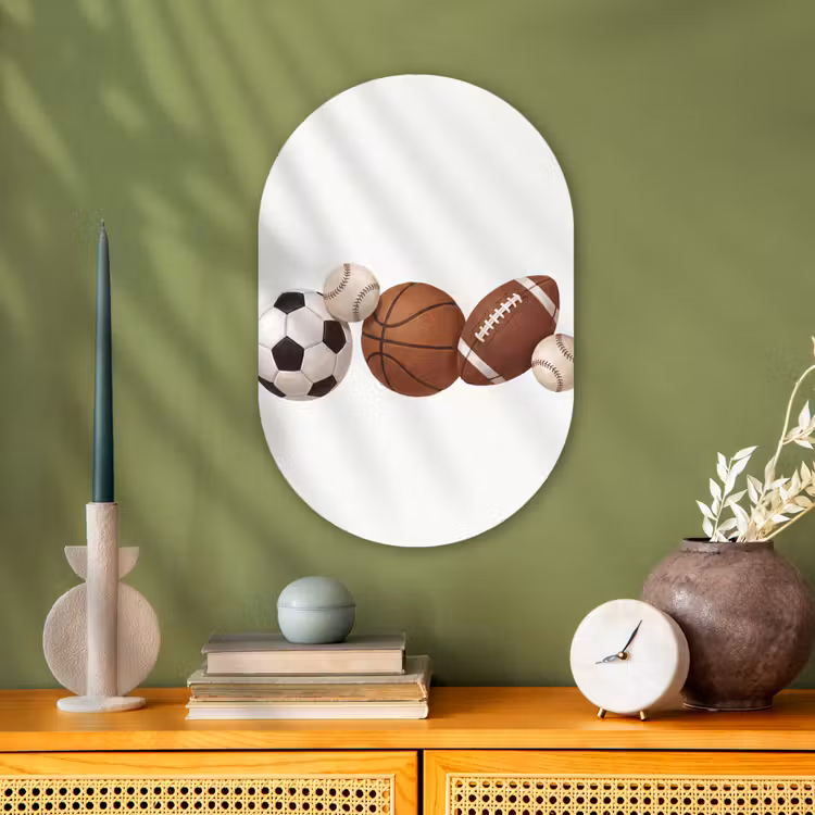 Sport - Ballen - Illustratie Wandcirkel Ovaal Forex klein -sfeer2