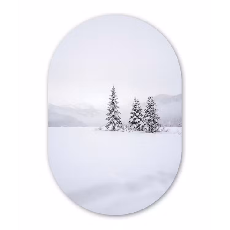 Fijnsparren - Sneeuw - Winter - Landschap - Stilte Wandcirkel Ovaal Forex klein -3d