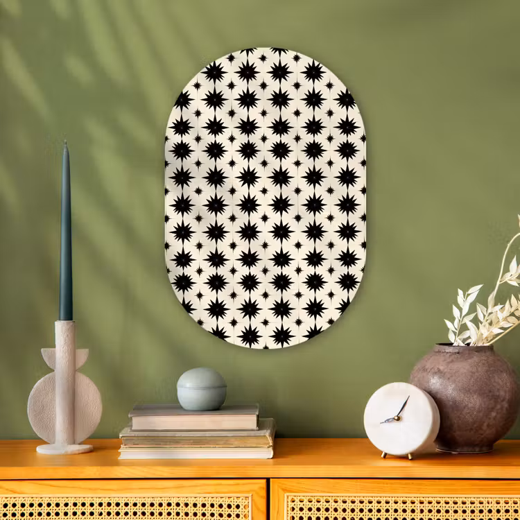 Stervormen - Geometrisch - Zwart Wandcirkel Ovaal Forex klein 630 -sfeer2