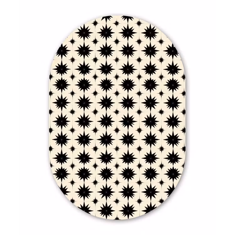Stervormen - Geometrisch - Zwart Wandcirkel Ovaal Forex klein 630 -3d