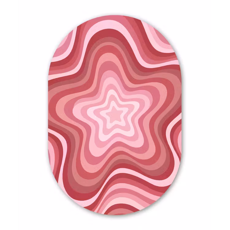 Ster - Golvend - Abstract - Roze Wandcirkel Ovaal Forex klein -3d