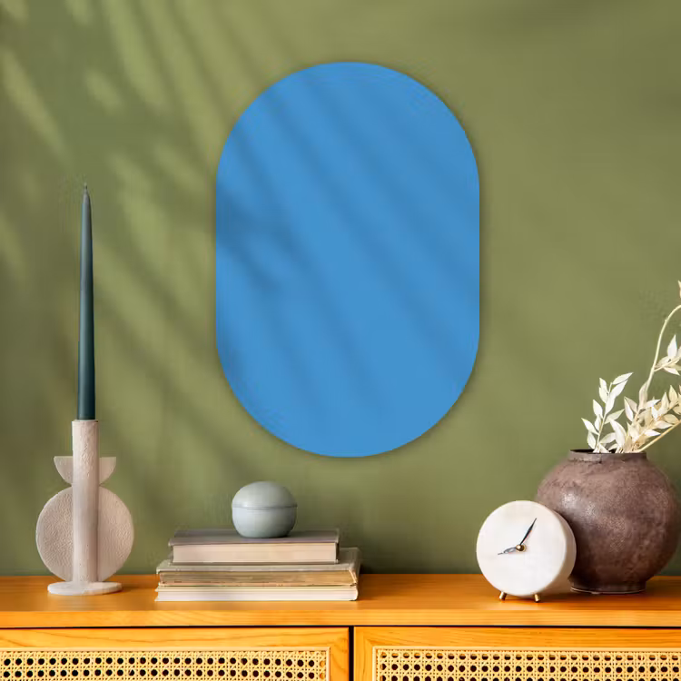 Steel - Blue - Blauw Wandcirkel Ovaal Forex klein 630 -sfeer2