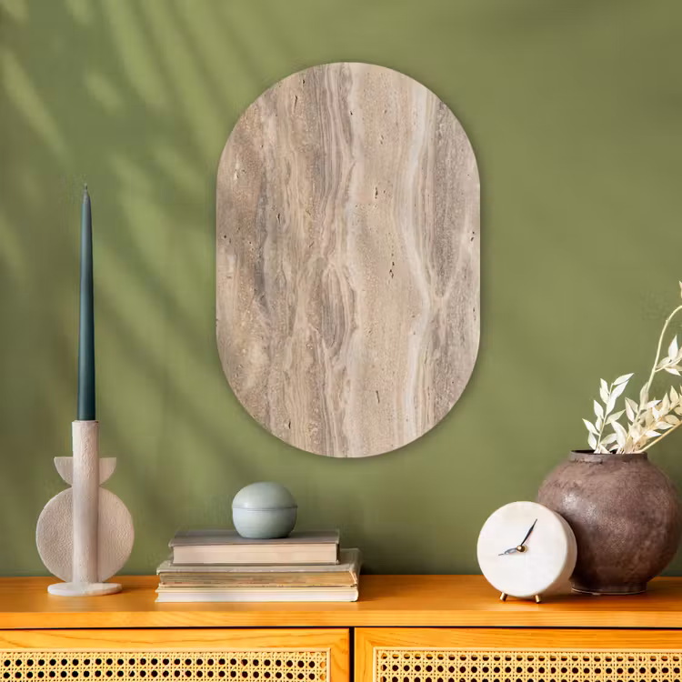 Steen - Patroon - Textuur - Natuurlijk - Beige Wandcirkel Ovaal Forex klein -sfeer2