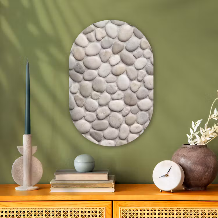 Steen - Kiezel - Natuur - Minimalistisch - Beige Wandcirkel Ovaal Forex klein -sfeer2