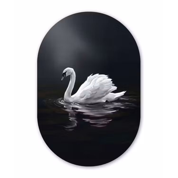 Zwaan - Water - Natuur - Realistisch - Wit Wandcirkel Ovaal Forex klein -3d