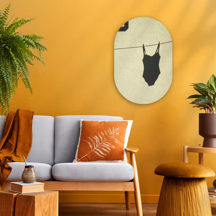 Badpak - Schaduw - Muur - Zomer - Minimalistisch Wandcirkel Ovaal Forex klein -sfeer4