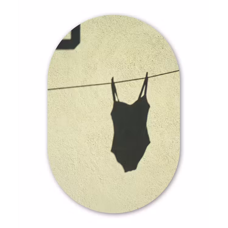 Badpak - Schaduw - Muur - Zomer - Minimalistisch Wandcirkel Ovaal Forex klein -3d