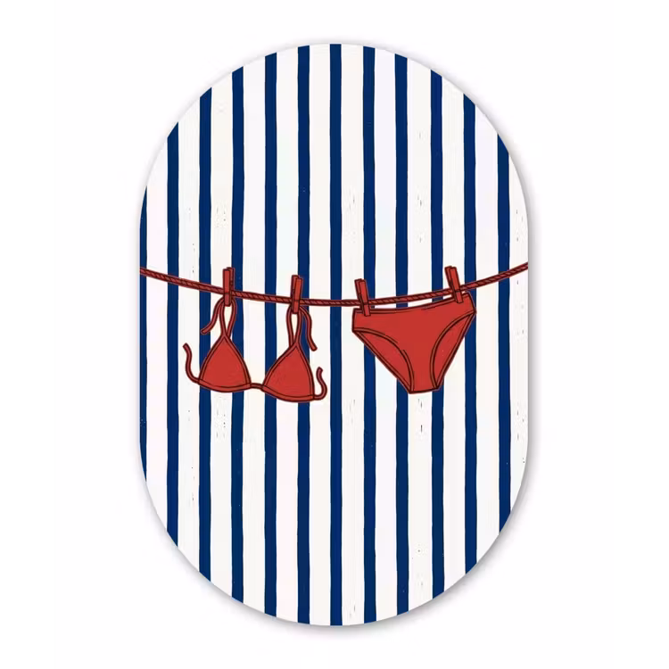 Badkleding - Waslijn - Zomer - Illustratie - Rood Wandcirkel Ovaal Forex klein -3d