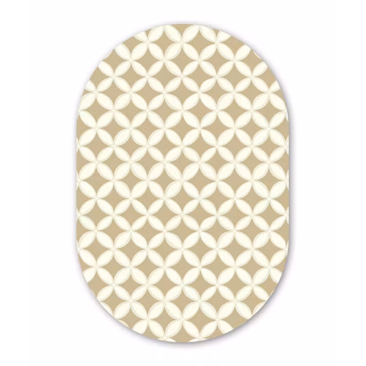 Symmetrisch - Motief - Beige Wandcirkel Ovaal Forex klein 630 -3d