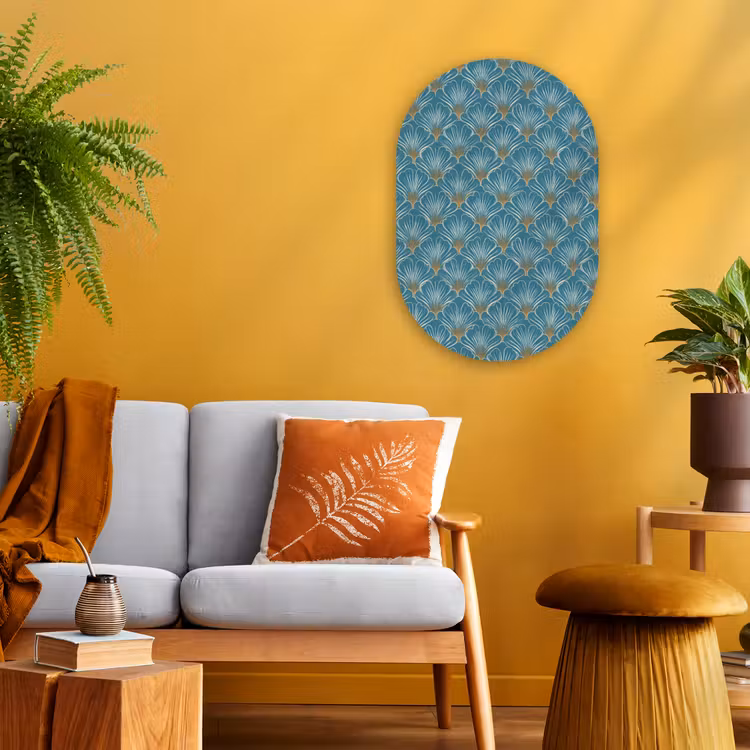 Symmetrisch - Patroon - Blauw Wandcirkel Ovaal Forex klein 630 -sfeer4