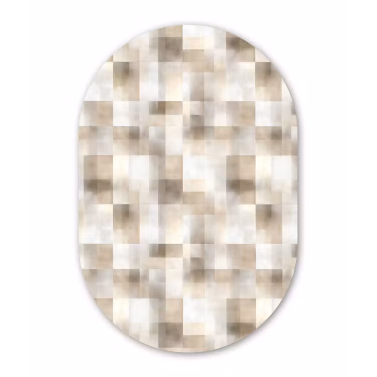 Textuur - Linnen - Beige Wandcirkel Ovaal Forex klein 630 -3d