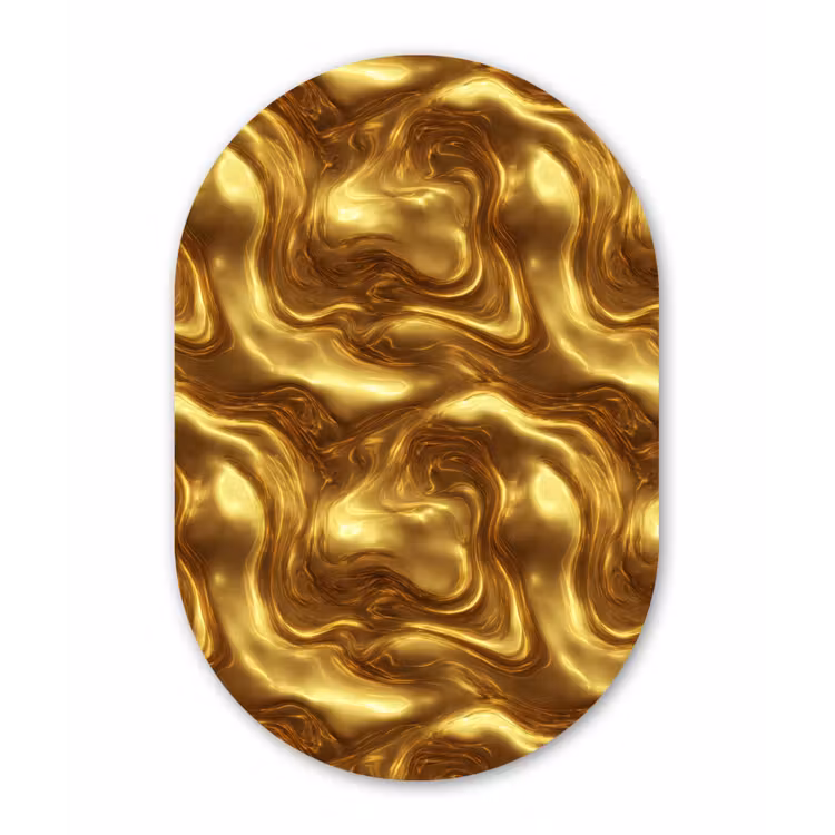Textuur - Vloeibaar - Organisch - Goud Wandcirkel Ovaal Forex klein 630 -3d