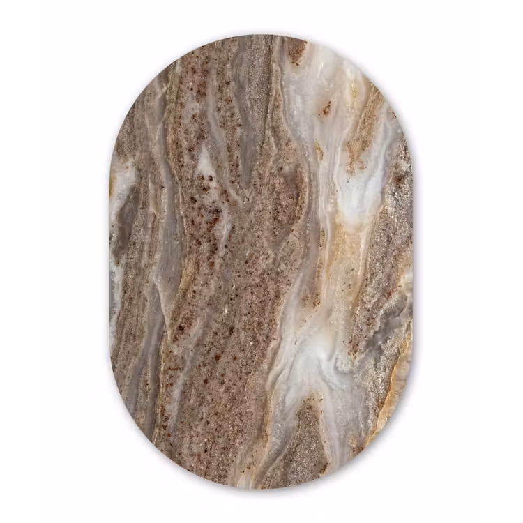 Textuur - Steen - Abstract - Beige Wandcirkel Ovaal Forex klein -3d