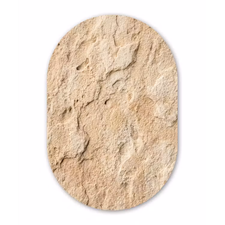 Textuur - Steen - Natuur - Beige Wandcirkel Ovaal Forex klein -3d