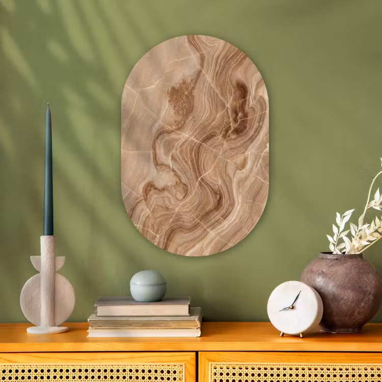 Textuur - Golvend - Abstract - Warm - Bruin Wandcirkel Ovaal Forex klein -sfeer2