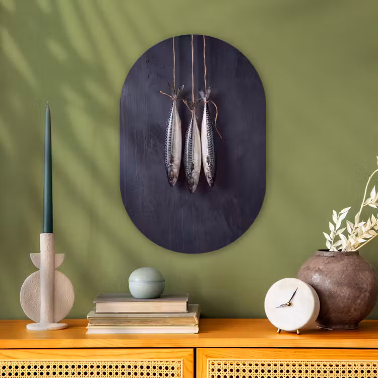 Oval - Plastic - Three Fish - Rope - Drie vissen - Touw Wandcirkel Ovaal Forex klein
