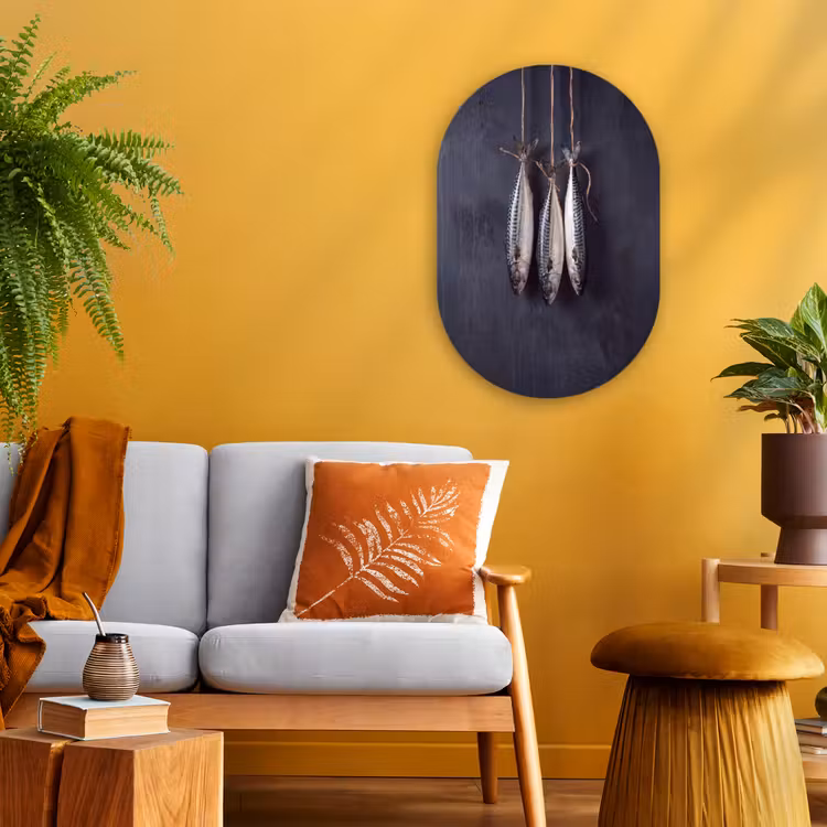 Oval - Plastic - Three Fish - Rope - Drie vissen - Touw Wandcirkel Ovaal Forex klein