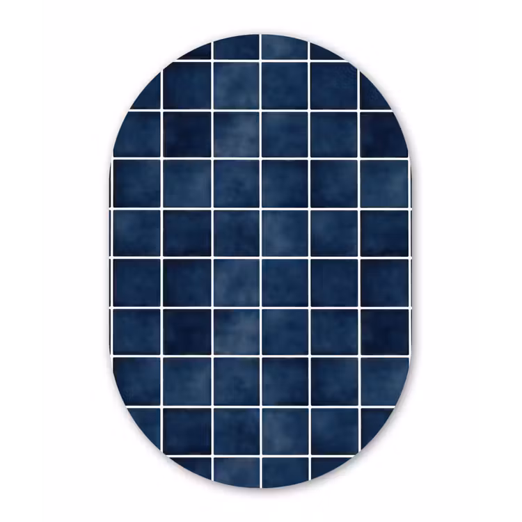 Tegel - Modern - Blauw Wandcirkel Ovaal Forex klein 630 -3d