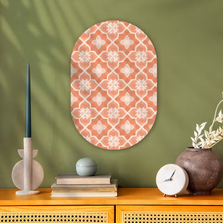 Tegelpatroon - Arabesk - Vintage - Terracotta Wandcirkel Ovaal Forex klein 630 -sfeer2