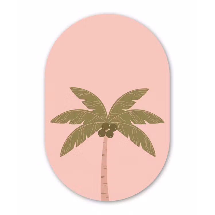 Boom - Palm - Natuur - Illustratie - Roze Wandcirkel Ovaal Forex klein -3d