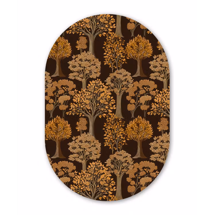 Bomen - Patroon - Bruin Wandcirkel Ovaal Forex klein 630 -3d