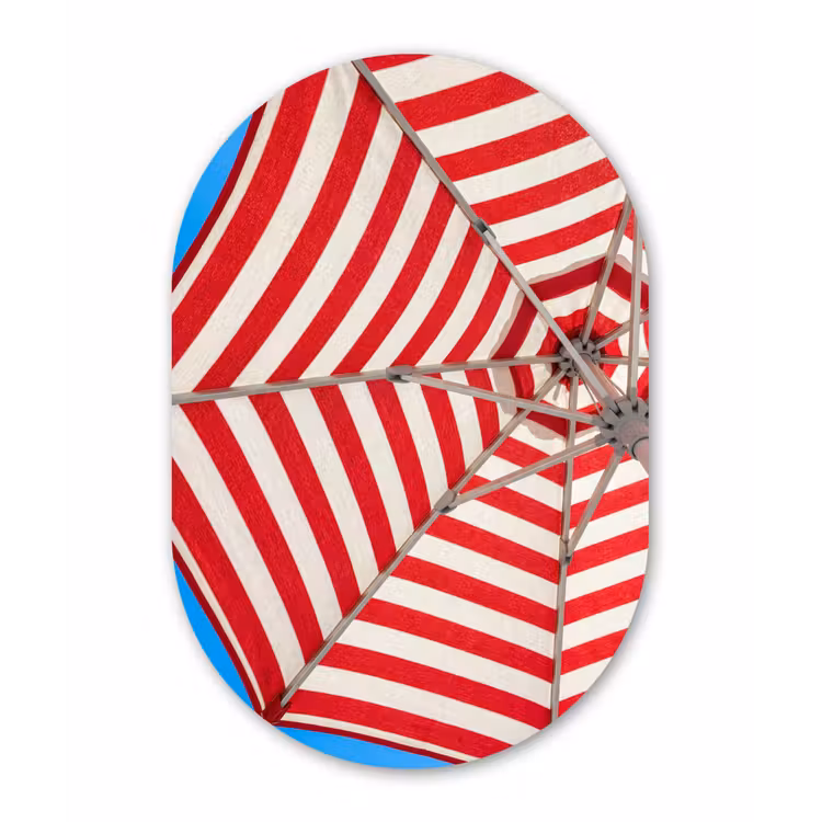 Parasol - Strepen - Zomer - Rood - Blauw Wandcirkel Ovaal Forex klein -3d