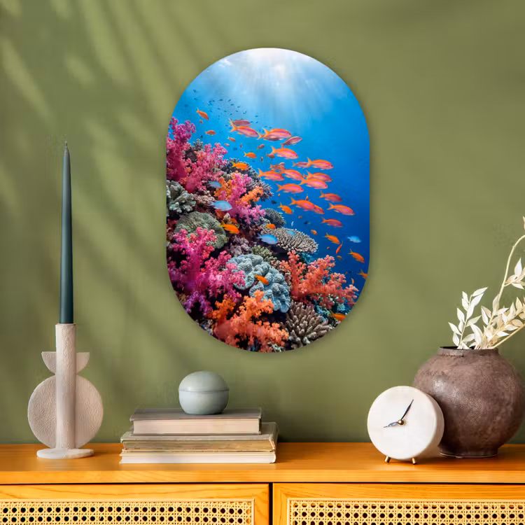 Onderwater - Koraalrif - Vissen - Oceaan - Natuur Wandcirkel Ovaal Forex klein -sfeer2
