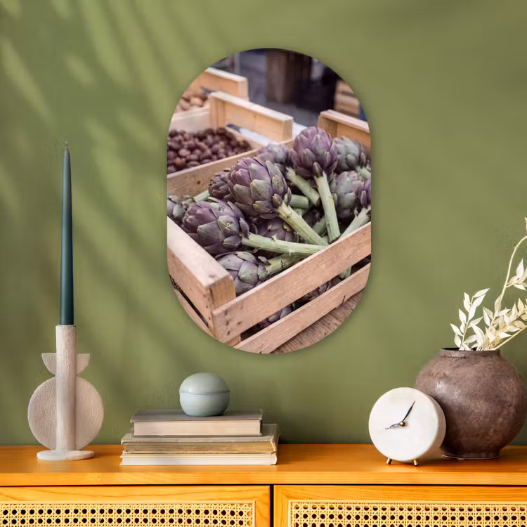 Oval - Plastic - Vegetables - Market - Fresh - Groenten - Markt - Vers Wandcirkel Ovaal Forex klein