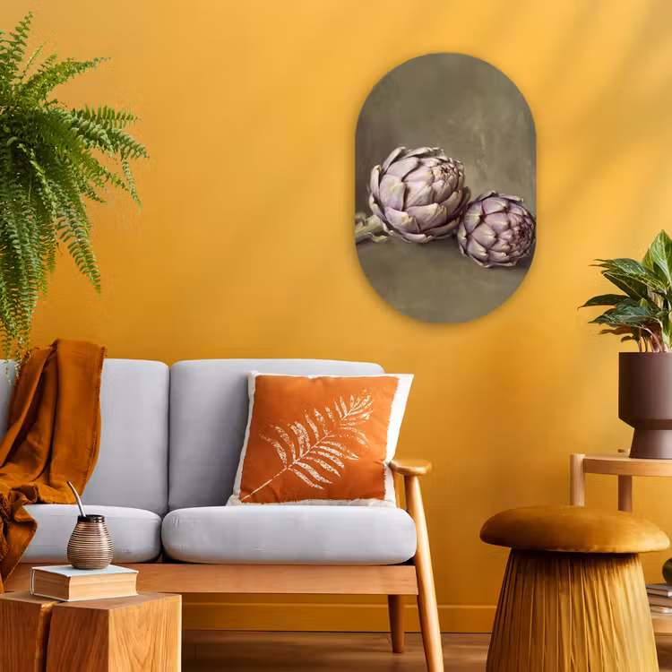 Oval - Plastic - Vegetables - Still Life - Painting - Groente - Stilleven - Schilderij Wandcirkel Ovaal Forex klein