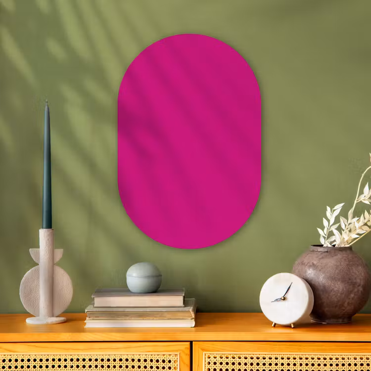 Velvet - Magenta - Roze Wandcirkel Ovaal Forex klein 630 -sfeer2