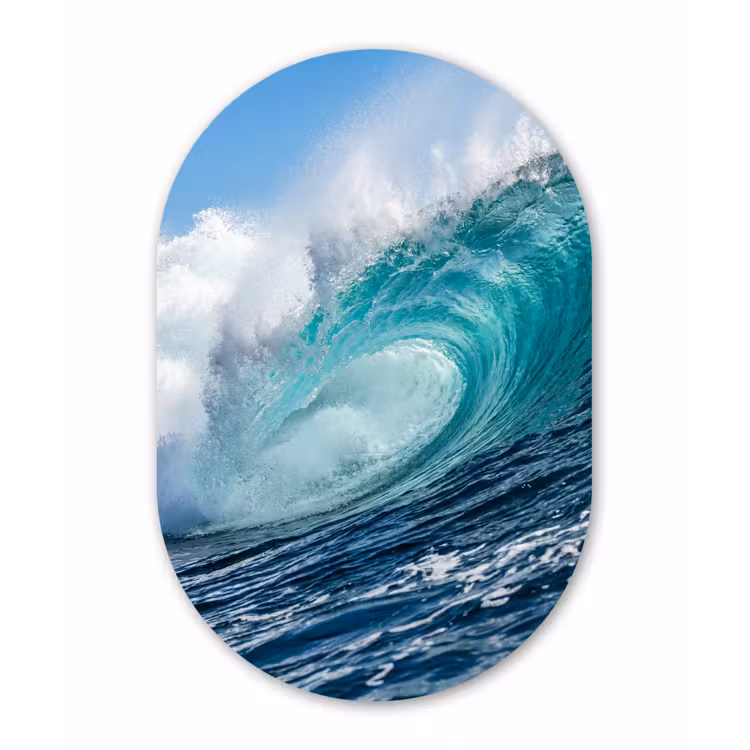 Golf - Oceaan - Water - Dynamisch - Blauw Wandcirkel Ovaal Forex klein -3d