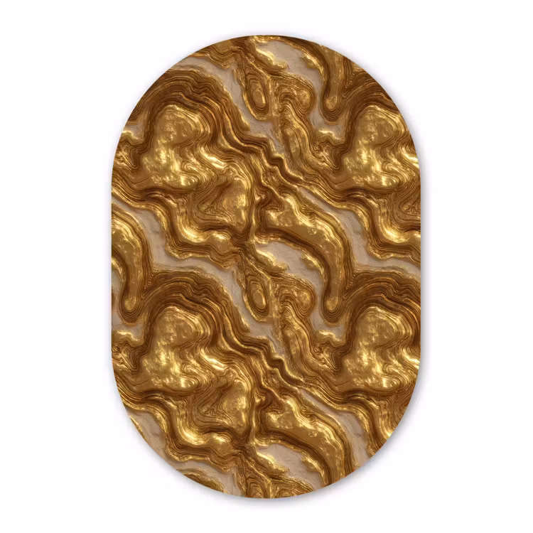 Golven - Organisch - Goud - Crème Wandcirkel Ovaal Forex klein 630 -3d