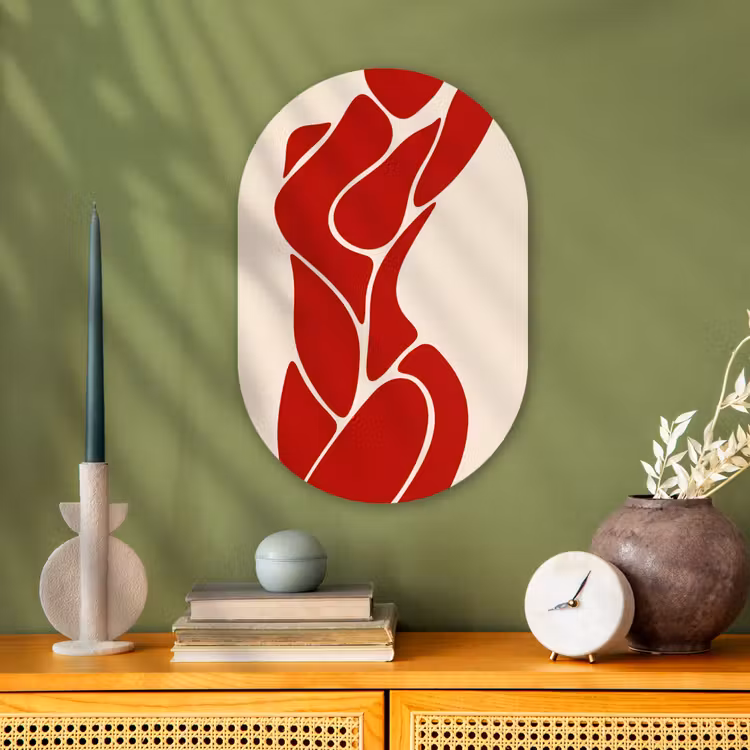 Vrouw - Figuur - Abstract - Modern - Rood Wandcirkel Ovaal Forex klein -sfeer2