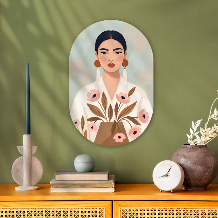 Vrouw - Kimono - Pastel Wandcirkel Ovaal Forex klein -sfeer2