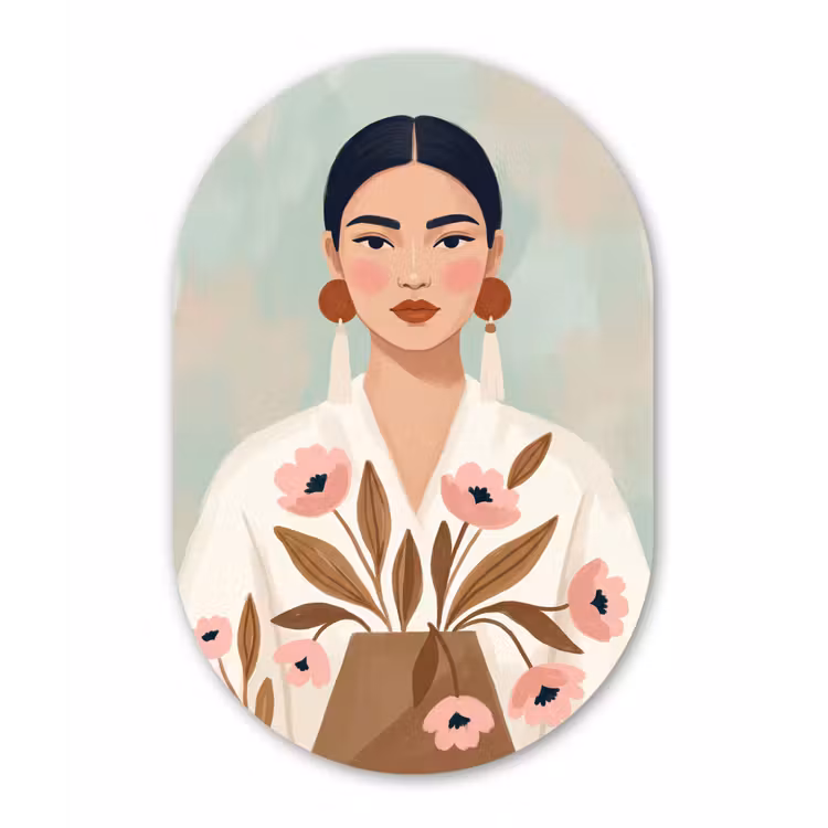 Vrouw - Kimono - Pastel Wandcirkel Ovaal Forex klein -3d