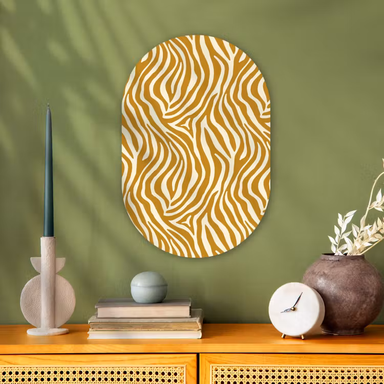 Zebra - Klassiek - Oker - Geel Wandcirkel Ovaal Forex klein 630 -sfeer2
