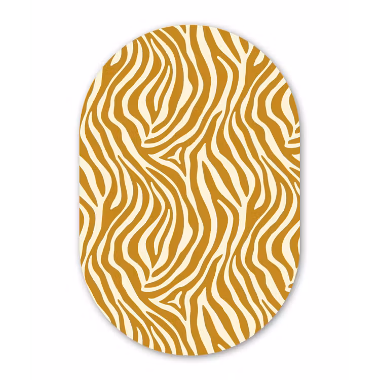 Zebra - Klassiek - Oker - Geel Wandcirkel Ovaal Forex klein 630 -3d