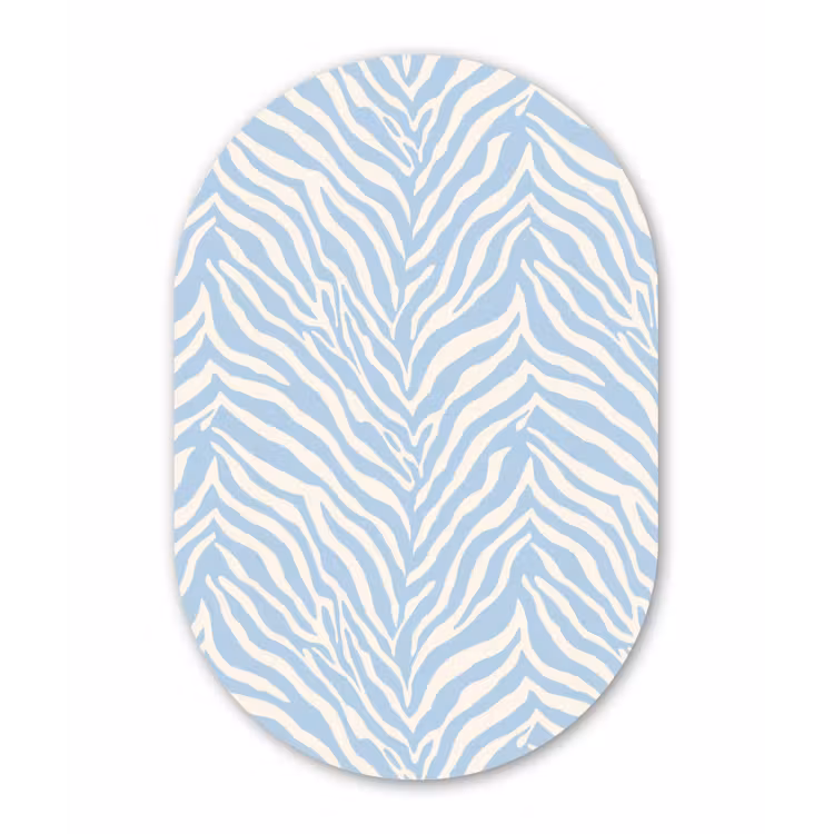 Zebra - Motief - Blauw - Wit Wandcirkel Ovaal Forex klein 630 -3d