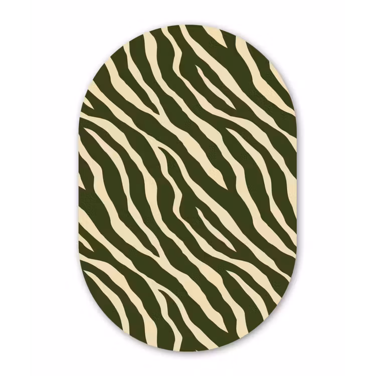 Zebra - Patroon - Groen Wandcirkel Ovaal Forex klein 630 -3d