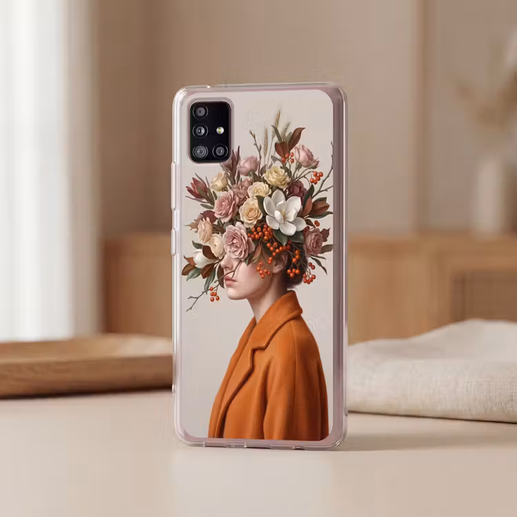 Gezicht - Boeket - Kleurrijk Telefoonhoesje Samsung Galaxy A51 5G klein -sfeer2