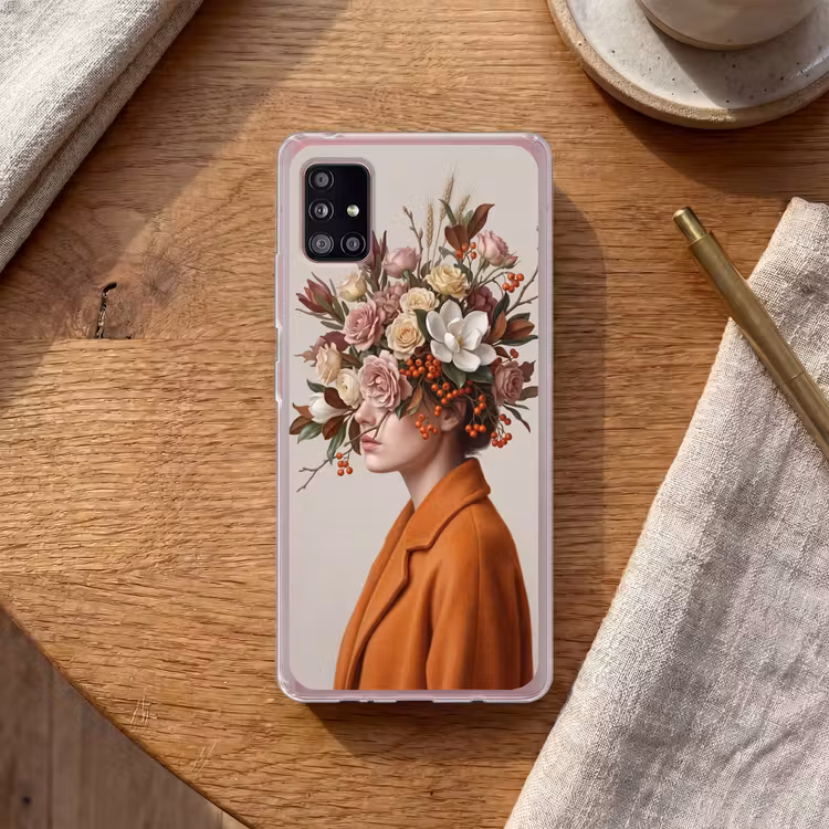 Gezicht - Boeket - Kleurrijk Telefoonhoesje Samsung Galaxy A51 5G klein -sfeer1